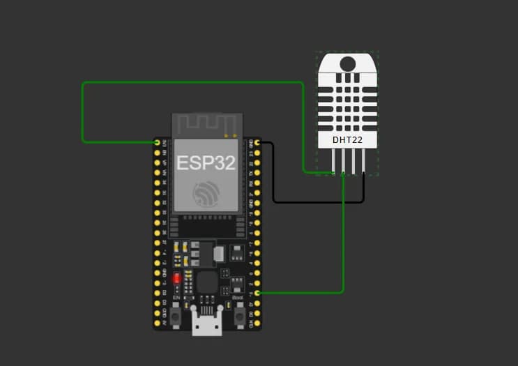 Four wires. Green for 3V3 and data, black for ground.