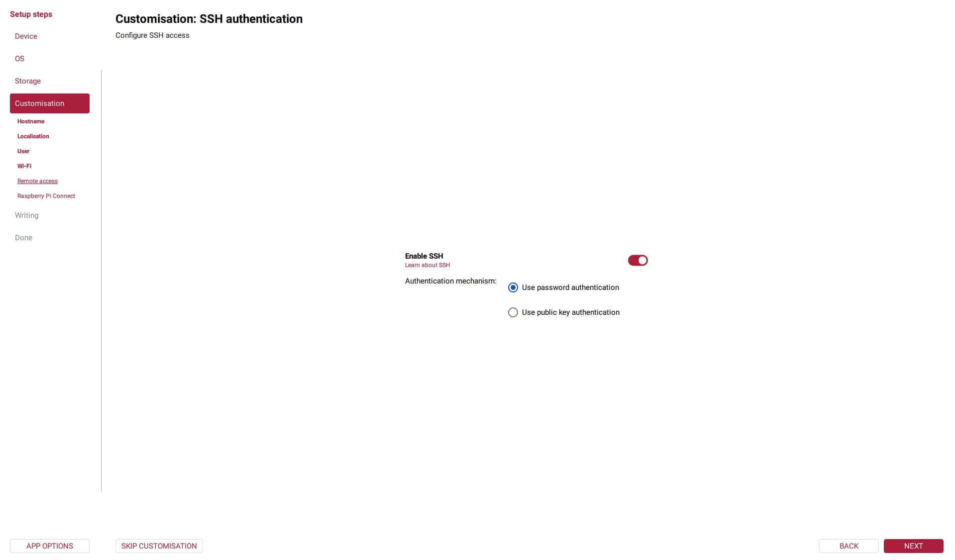 Enabling SSH access with password authentication