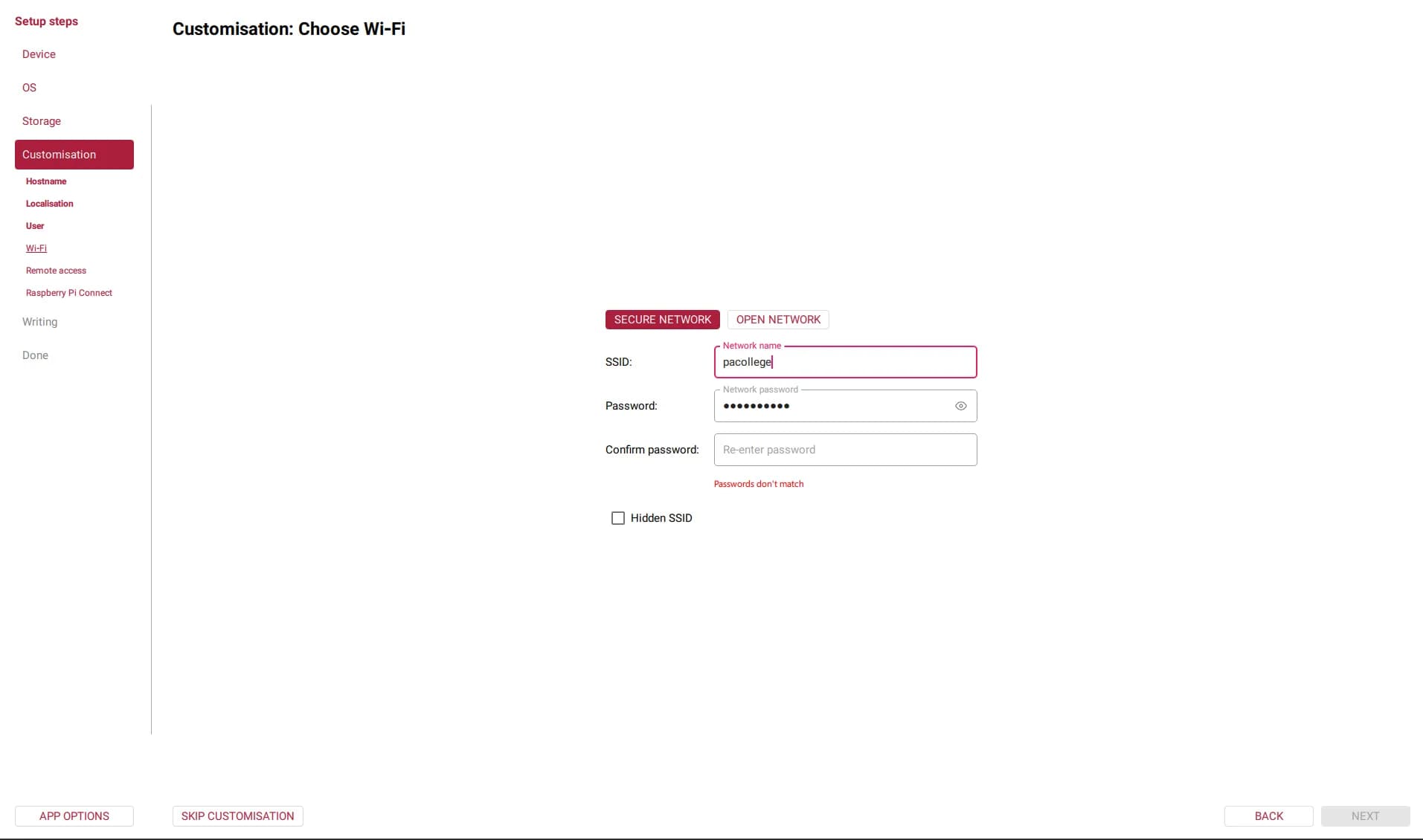 Configuring Wi-Fi network credentials