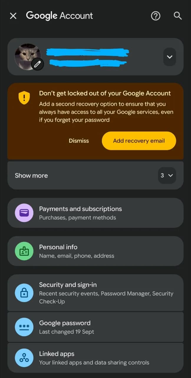 Step 1: Google Account Security and sign-in menu