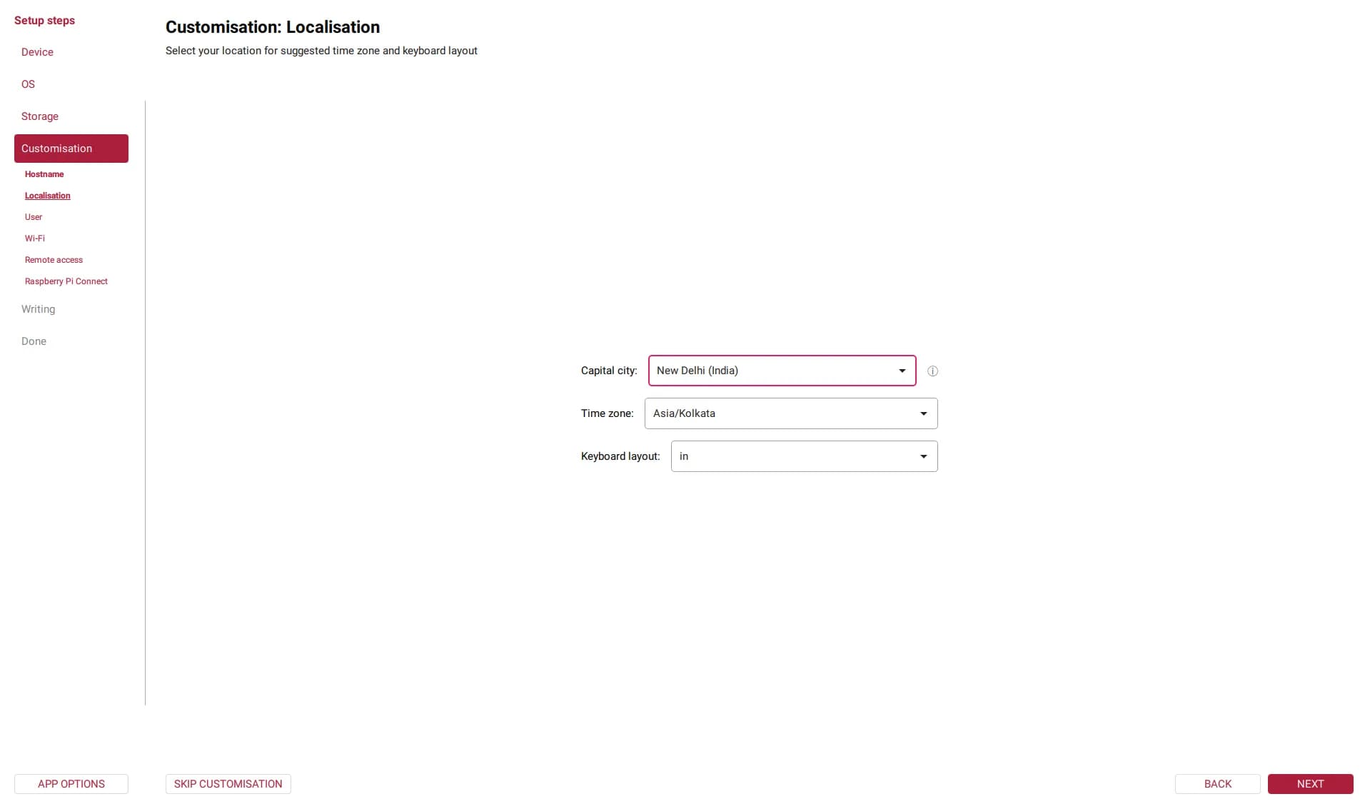 Setting timezone and keyboard layout